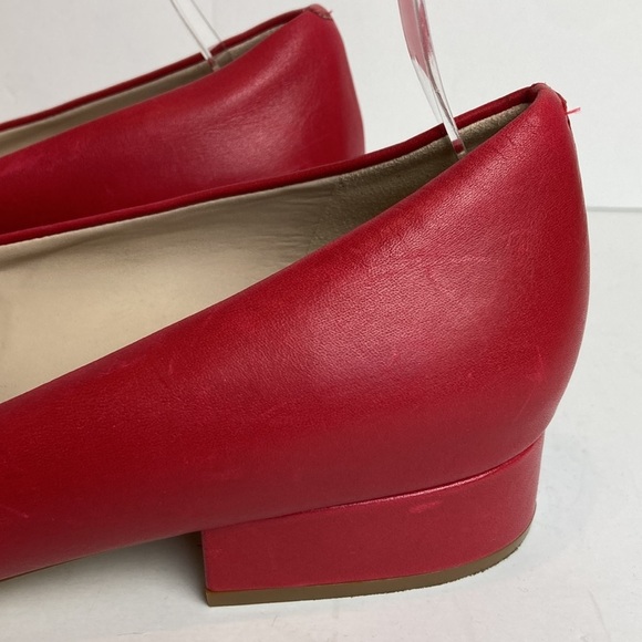 Cole Haan Leah Skimmer Pointed Toe Scallop Cut-outs Flats Sz 11 Tango Red Office - Picture 4 of 16